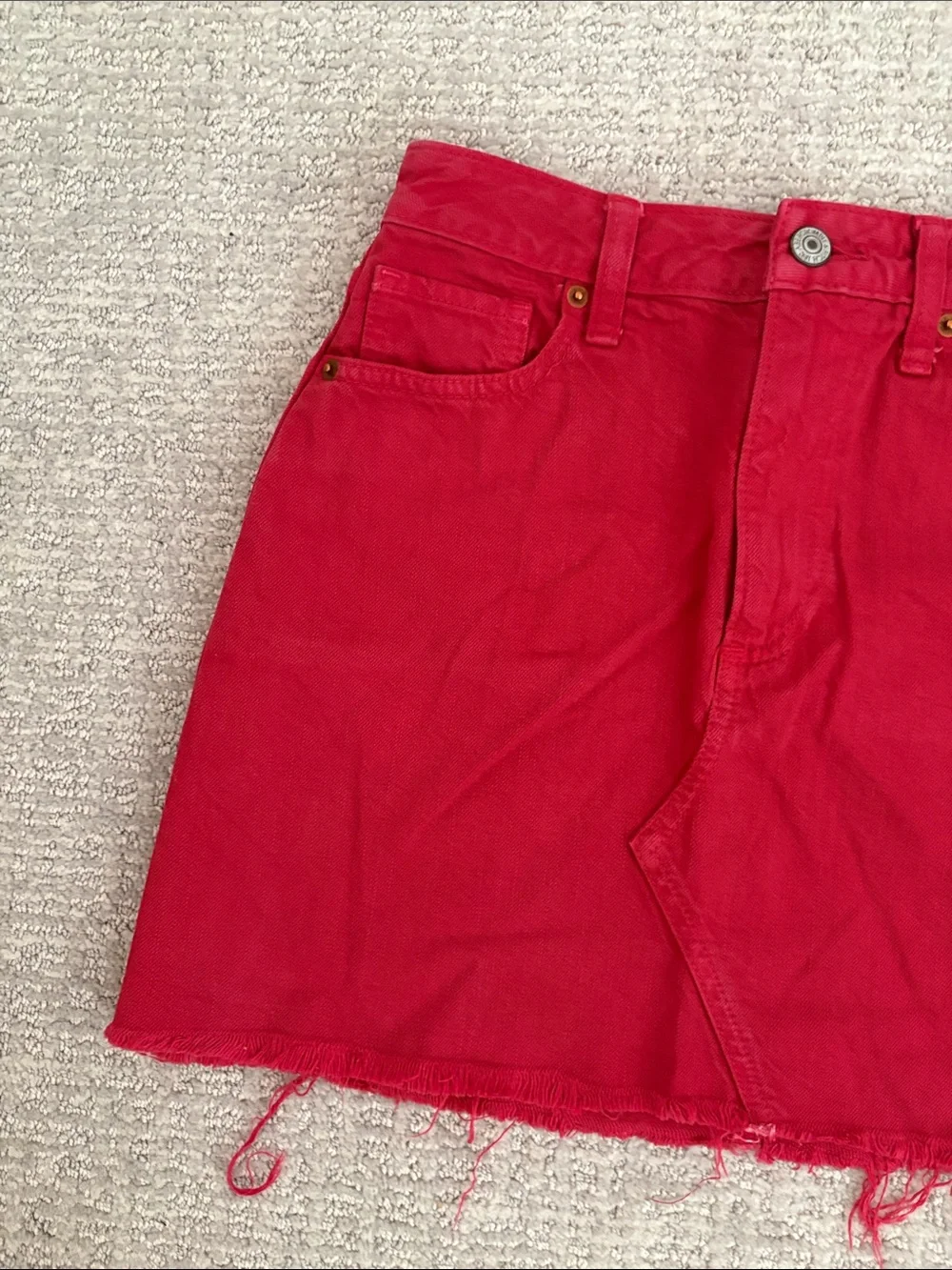 Abercrombie & Fitch Bright Red Denim Mini Skirt